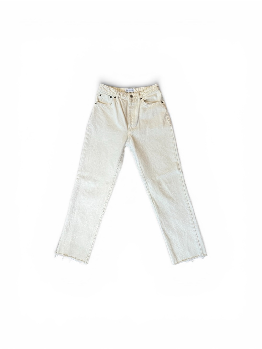 Zara Classic High-Rise Straight Jeans in White NWOT